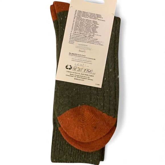 Barbour Olive Boot Socks Men’s Large – Tweed Knit with Contrast Heel & Toe NWT - Picture 3 of 3